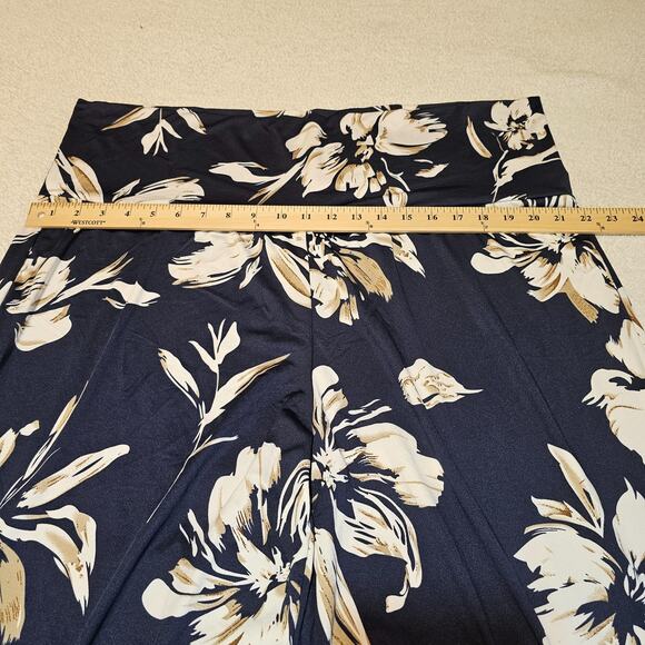 White Mark Navy Floral Printed Palazzo Pants Wide Leg Plus Sz 4XL NWT - Picture 6 of 8